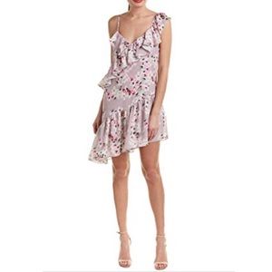 Parker floral ruffle asymmetric one shoulder dress